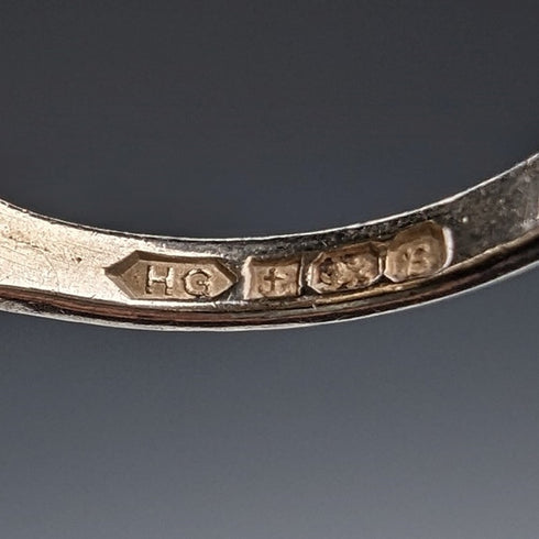 1976 British vintage jewelry, large brown stone, sterling silver ring